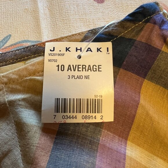 J. Khaki Tan Plaid Pencil Skirt - 10 Average - Picture 4 of 5